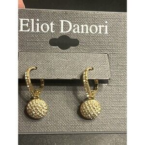 Eliot Danori Beautiful Gold Tone Filigree Crystal Paved Hoop Earring